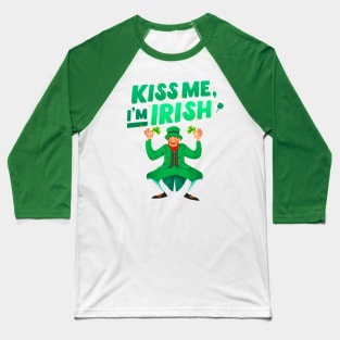 Kiss Me I'm Irish Dancing Leprechaun Baseball T-Shirt